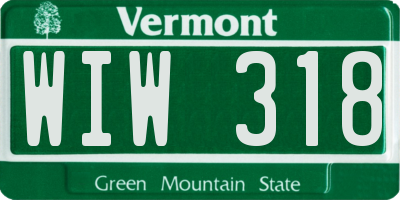 VT license plate WIW318