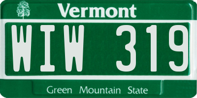VT license plate WIW319
