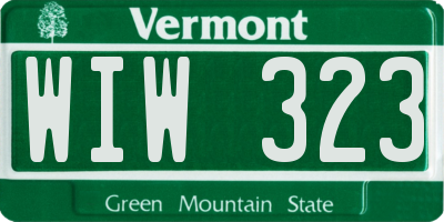 VT license plate WIW323