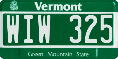 VT license plate WIW325