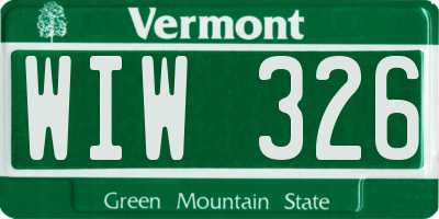 VT license plate WIW326