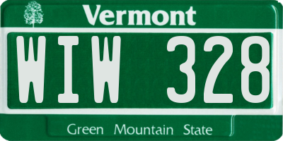 VT license plate WIW328