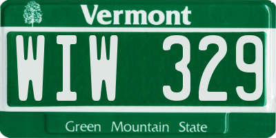 VT license plate WIW329