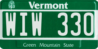 VT license plate WIW330