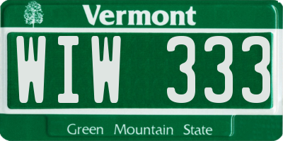 VT license plate WIW333