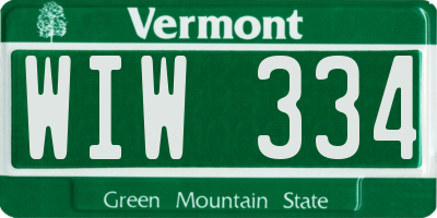 VT license plate WIW334