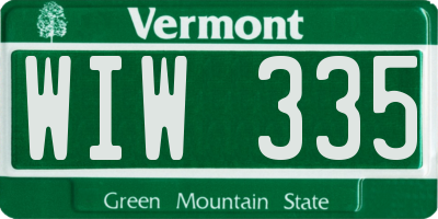 VT license plate WIW335