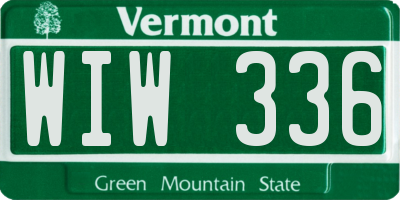 VT license plate WIW336