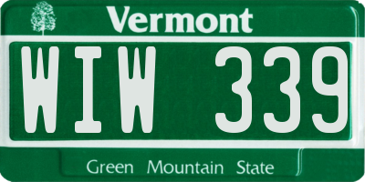 VT license plate WIW339