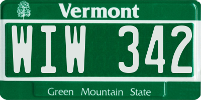 VT license plate WIW342