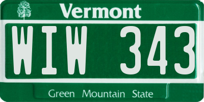 VT license plate WIW343