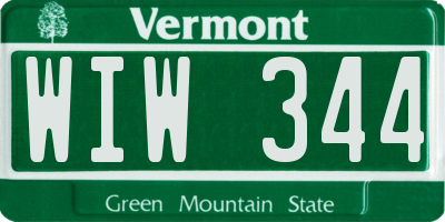 VT license plate WIW344