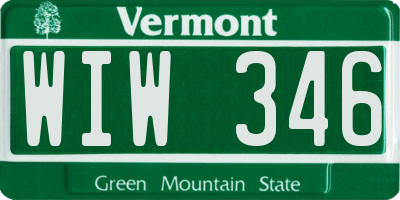 VT license plate WIW346