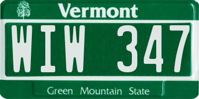 VT license plate WIW347