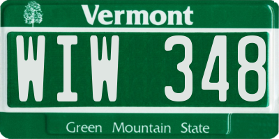 VT license plate WIW348