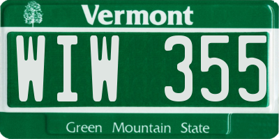 VT license plate WIW355