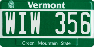 VT license plate WIW356