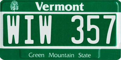 VT license plate WIW357