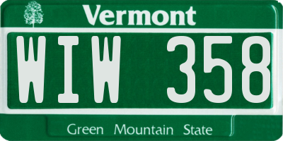VT license plate WIW358