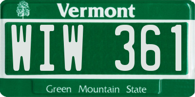VT license plate WIW361