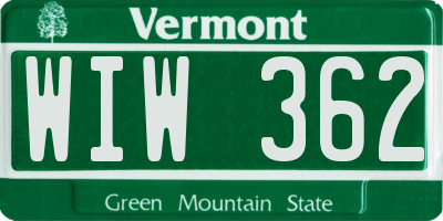 VT license plate WIW362