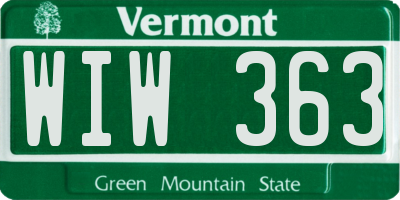 VT license plate WIW363