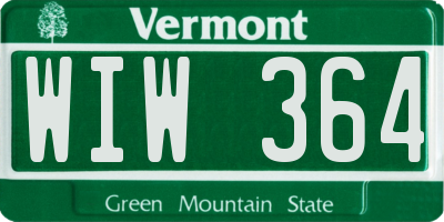 VT license plate WIW364