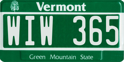 VT license plate WIW365