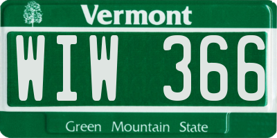VT license plate WIW366