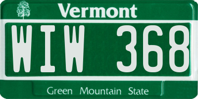VT license plate WIW368