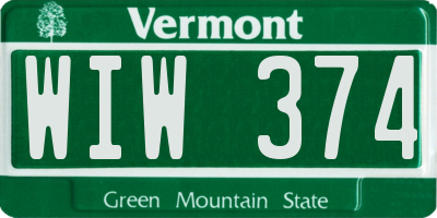 VT license plate WIW374