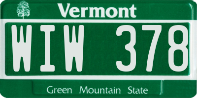 VT license plate WIW378