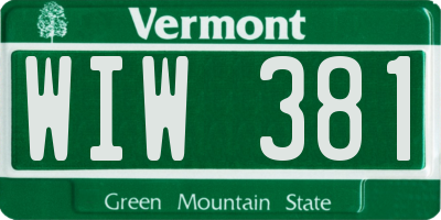 VT license plate WIW381