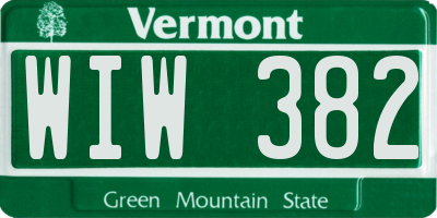 VT license plate WIW382