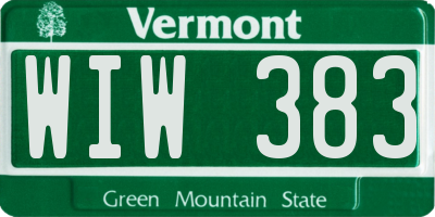 VT license plate WIW383