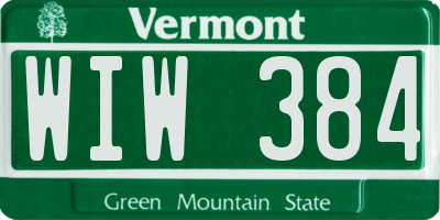 VT license plate WIW384