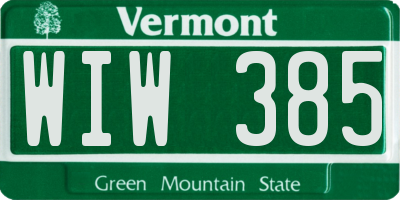 VT license plate WIW385