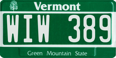 VT license plate WIW389