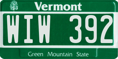 VT license plate WIW392