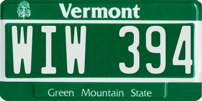 VT license plate WIW394