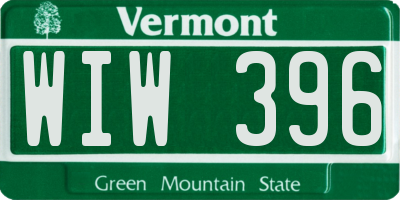 VT license plate WIW396