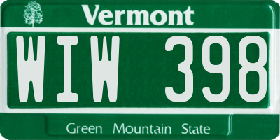 VT license plate WIW398