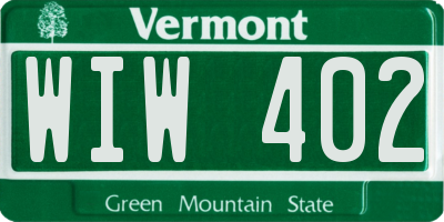 VT license plate WIW402