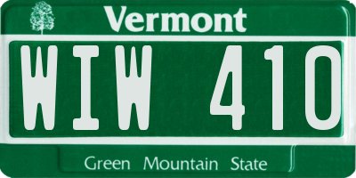 VT license plate WIW410