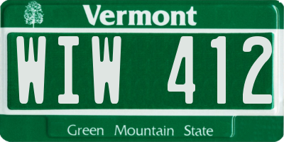 VT license plate WIW412