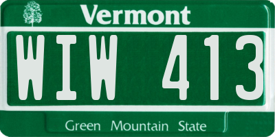 VT license plate WIW413