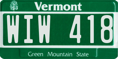 VT license plate WIW418