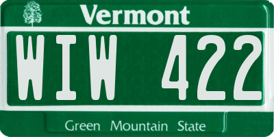 VT license plate WIW422
