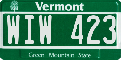 VT license plate WIW423