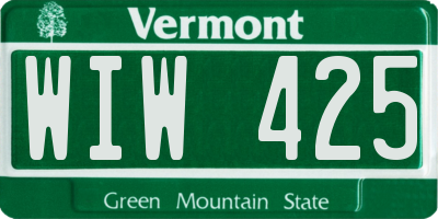 VT license plate WIW425